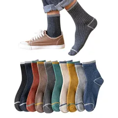 【数量限定】男性用 メンズ ビジネス メンズ くつした 中厚手 カジュアル クルーソックス おしゃれ 春夏秋冬 靴下 靴下 くつ下 冬用 通気性 10足セット 吸汗速乾 綿 スポーツソックス リブ柄 カラフルソックス くつした24-28センチ「人気ギフト」 冬