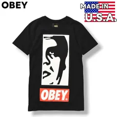 【美品】 USA製 オベイ プレミアム OBEY PRMIUM ロゴ プリント Tシャツ クルーネック カットソー シングルステッチ S ブラック ストリート メンズのサムネイル