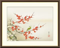 メルカリ  絵画　絵　額付 (白) 油絵　F4-090516　花（梅） 絵画 インテリア 絵 額付 (銀) 油絵 F4-090516 花（梅） - メルカリ
