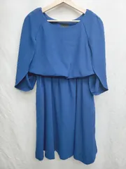 ◇ Θ Ray BEAMS レイ ビームス スリットスリーブ 結婚式 半袖 ミニ丈 ワンピース ドレス サイズ0 ブルー レディース P  【1409250022289】