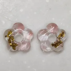 【No.59】花ピアス　花イヤリング　レジン　レジンアクセサリー　ハンドメイド　樹脂ピアス　ノンホールピアス