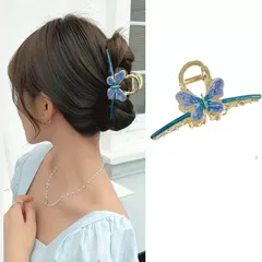 【在庫セール】オフィス オフィス 髪飾り 人気 大きめ おしゃれ クリップ 髪留め 贈り物 ヘアアクセサリー レディース用 シンプル ヘアクリップ 韓国風 バンスクリップ (ブルー) HAPVITAL