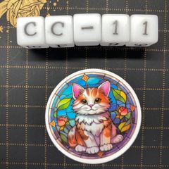 방수 스티커 고양이 스테인드 글라스 스타일 일러스트 멋진 CC-11