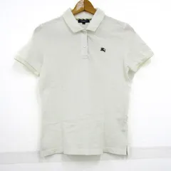 バーバリーロンドン ポロシャツ トップス 半袖 コットン ゴルフウエア ノバチェック レディース 2サイズ ホワイト BURBERRY LONDON 【中古】