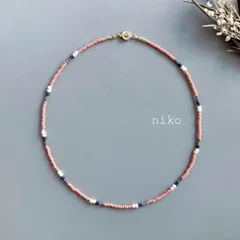 ◆ 357 カッパー ラスター オレンジ チェコ ビーズ アンティーク ネックレス 38cm ◆　再販 人気 上品 華奢 シンプル チョーカー アクセサリー