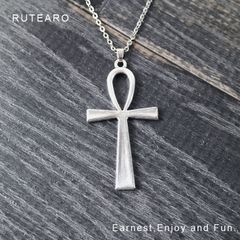 魅力的なエジプト十字 アンクを描いたネックレス ― クロスネックレス ペンダント アンク 十字架 エジプト十字 アクセサリー お守り プレゼント プチギフト 厄除け 幸運 運気 運勢 ステンレスチェーン  ― 000809