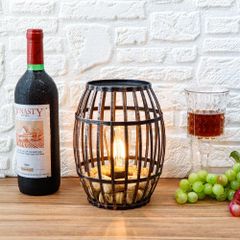 【特価商品】インテリアテーブルランプ 電池式 20cm DESIGN コードレス メタル ワインコルクホルダーランプ 6時間タイマー付き JHY おしゃれ 卓上ライト 室内・屋外対応 ダイニング・リビング・カフェ・バー向け（ブラック＆ブラッシュゴールド）
