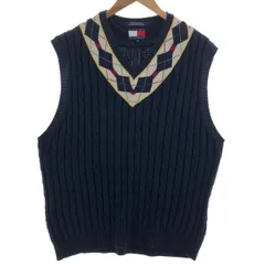 古着 90年代~ トミーヒルフィガー TOMMY HILFIGER ケーブル編み Vネック コットンニットベスト メンズXL相当 ヴィンテージ/eaa380857