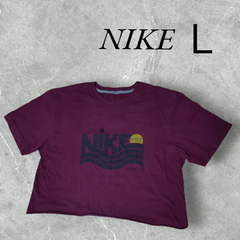 【NIKE】ヴィンテージ レディース Ｌ ボルドー 丈 短め ナイキ 古着 クロップドトップス  ショート丈 パープル