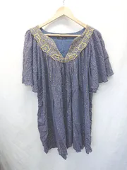 ◇ ⊂ UNITED ARROWS 花柄 半袖 ミニ丈 フレア ワンピース サイズ表記なし ブルーヴァイオレット系 レディース E  【1410230012114】