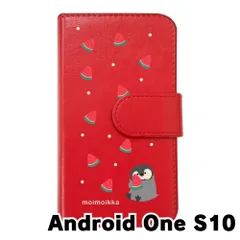 【新品未使用】アンドロイドワンS10 Android One S10 スマホケース 手帳型 (色：レッド×柄：ペンギンとスイカ)moimoikka ペンギン 動物 flip2-androidones10-rd-20139