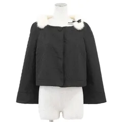 【極美品】Salvatore Ferragamo サルヴァトーレフェラガモ ジャケット キルティング ミンクファー リボン ＆ ビジュー シルクブレンド ショートレングス 短丈 2WAY ファー取外可 レディース サイズ表記不明 ブラック アイボリー 黒 伊製のサムネイル