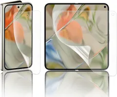 JACRON ガイド枠付き・簡単な貼り付け方Google Pixel Fold ガラスフィルム 柔らかいTPU素材 指紋認証対応 剥がしにくい 気泡ゼロ 傷修復 用 保護フィルム 全面 3D曲面 アンチグレア(MO-AA1144)