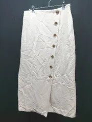 ◇ Mila Owen カジュアル フロントボタン サイドファスナー ロング丈 タイト スカート サイズ1 クリーム レディース E  【1308160026267】