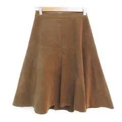 ガリャルダガランテ GALLARDAGALANTE フレアスカート ミモレ丈 スエード調 無地 1 茶 ブラウン /FF22
