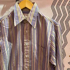 古着　シャツ　長袖　ストライプ　柄シャツ