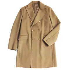 極美品●dunhill ダンヒル ウール100％ ピークドラペル ダブルブレスト ロング丈 チェスターコート キャメル L イタリア製 正規品　q07-st30321-922のサムネイル