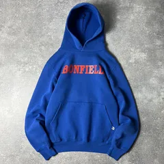 90s USA製 RUSSELL カレッジ プリント スウェット フード パーカー S / 90年代 アメリカ製 ラッセル トレーナー ブルー