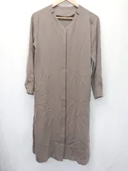 ◇ Θ NATURAL BEAUTY BASIC シンプル Vネック 長袖 膝下丈 ワンピース M ベージュ レディース E  【1411070008473】