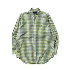 Mサイズ 古着 90s Ralph Lauren ラルフローレン BLAKE チェック 長袖シャツ ギンガムチェック 青 黄色 イエロー ブルー