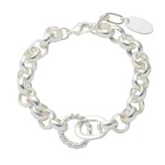 【ヴィンテージシルバー×ワンサイズ】[Cream dot. クリームドット公式] ブレスレット レディース  金属アレルギー ニッケルフリー サークルチェーン ごつめ ツイスト オーバル ダブルリング 大人 のサムネイル