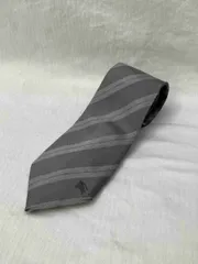 BURBERRY バーバリー ビジネスネクタイ グレー パープル系 シルク 縞模様 刺繍 メンズ 紳士 フォーマル