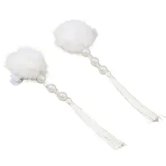 Parhumsin チャイナ 髪飾り お団子カバー チャイナ ヘアアクセ チャイナお団子 (白)