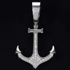 アンカーペンダントトップ メンズ 18K WHITE GOLD CZダイヤ（キュービック・ジルコニア）カスタム　Kronic クロニック
