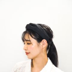 クロスターバン型カチューシャ（リネン・ブラック）