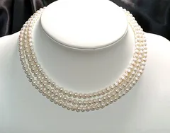 タイムセール特売　敢えて破格値で特売　 照り最高クラスの綺麗なベビーパールロングネックレス５ｍｍ～５．５ｍｍ前後　１２２cm