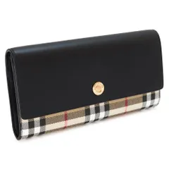 バーバリー 長財布 8057972 二つ折り財布 ヴィンテージ チェック コンチネンタルウォレット レザー ベージュ/ブラック BURBERRY 【2023年春夏新作】