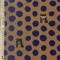 echino エチノ ねこ 生地 茶系 メガネラメ