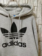 【値下げ】adidas アディダス　パーカー　グレー　トレーナー　スエット　サイズS　黒ロゴ