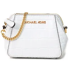 マイケルコース ポーチ MICHAEL KORS クロコダイルエンボスドレザー シャーロット SM ポーチ チェーン キーフォブ キーリング 小物入れ マルチポーチ オプティックホワイト 35F0GCFK1E