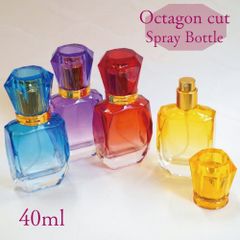 【 オクタゴン カット スプレー 瓶 】 40ml 1本 ゴールド ノズル 選べる カラー グラデーション 宝石 クリスタル ガラス エジプト 香水 容器 アラブ フレグランス パフューム 詰替 クリア サマー 涼 アロマ ハンド クラフト プレゼント ギフト