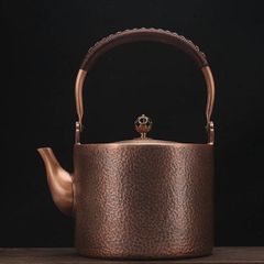 未使用・極美品】新光堂 銅製やかん 籐巻き 鎚目 純銅 茶道具 新槌起