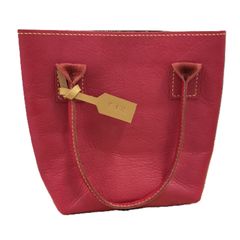 本革　ミニトートバック／赤 ハンドメイド／工房エールヨコハマ