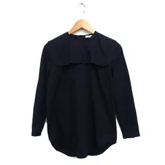 カルヴェン CARVEN ビッグカラー シャツ ブラウス 長袖 無地 ラウンドヘム コットン 綿 38 ブラック 黒 /FT8のサムネイル