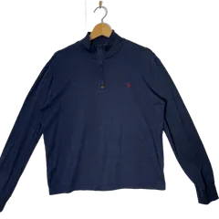 POLO RALPH LAUREN ポロラルフローレン ハーフジップ スウェットシャツ ポニー刺繡 長袖 ロンT ワンポイント 刺繡 ベトナム製 Mサイズ ネイビー