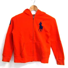 ポロバイラルフローレン パーカー トップス スウェット 裏起毛 キッズ 男の子用 S(8)サイズ オレンジ Polo by Ralph Lauren 【中古】