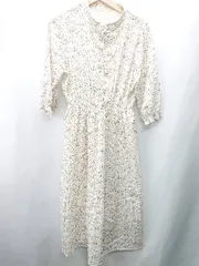 ◇ ⊇ RAY CASSIN 花柄 ギャザー加工 長袖 ロング丈 ワンピース サイズF オフホワイト マルチカラー レディース E  【1409100047509】