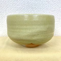 [찻잔 소마구이/오호리 소마 소악도 가마] 다조 다기 다도구 시가 도기점 후카다 경 담황색계 나무 상자 들어가는 우에미품 (AYA) 244190100KB