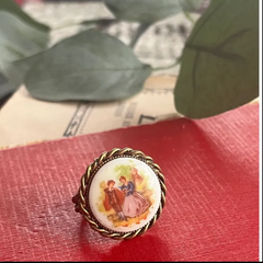 【リング】Limoges リモージュ　恋人柄　リモージュ焼　ドイツ製　70’sフランス　vintage