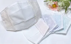 ✢不織布マスクカバー✢インナーマスク　刺繍レース　国産さらし　1枚仕立て