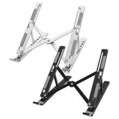 ノートパソコン スタンド 折りたたみ 6段階調節 PC タブレット コンパクト 軽量 テレワーク リモート アルミ 16インチ ブラック