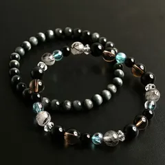 金運と仕事運 ブルータイガーアイとイーグルアイの2連 パワーストーンブレスレット