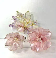 成人式用くすみピンクのヘアアクセサリーセット⭐︎アメリカンフラワー