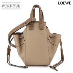 未使用 展示品 ロエベ LOEWE ハンモック ドローストリング スモール 2way ハンド ショルダー バッグ レザー ベージュ ブラウン 90284905