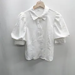 ◇ ⊂ Φ one after another NICE CLAUP パフスリーブ 半袖 ブラウス サイズF ホワイト レディース E  【1410290018453】