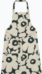 新品未使用 マリメッコ 綿麻ウニッコエプロンMarimekko エプロン ウニッコ 生成り ダークグリーン